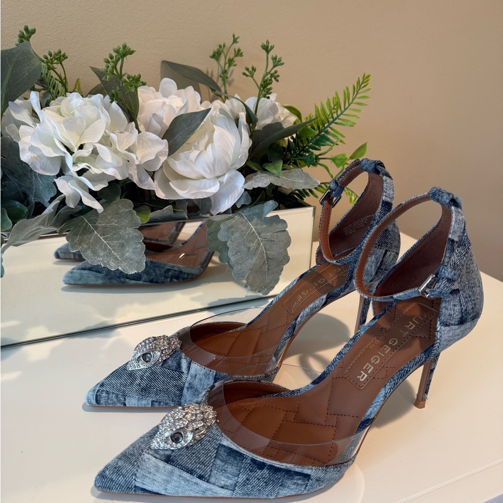Kurt Geiger London BELGRAVIA Ankle-Strap Pumps in Blue Denim